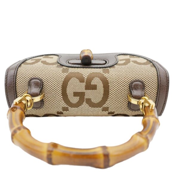 Gucci  Bamboo Small Jumbo Canvas Convertible Top Handle Bag Beige 675797 - Picture 4 of 12